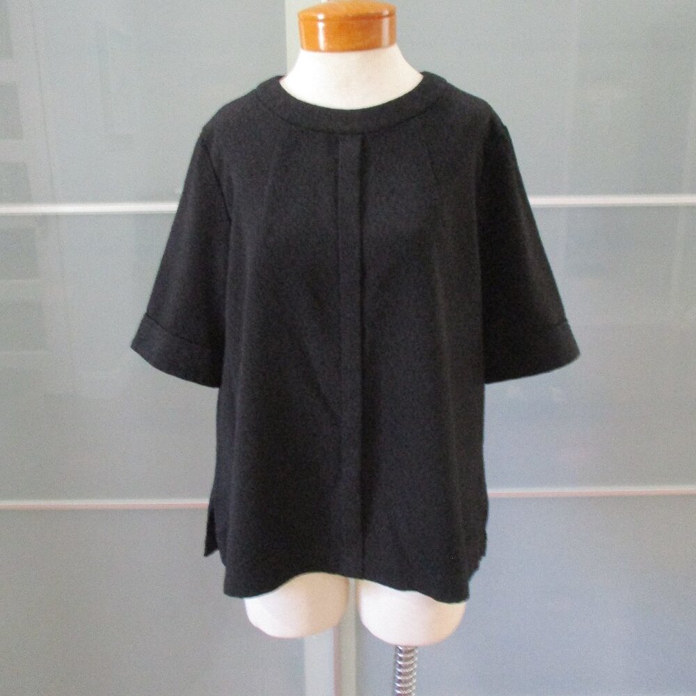 Chanel Uniform Tweed Round Neck Shirt Short Sleeve Blouse